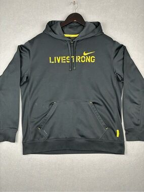 Nike Black Hoodie with Yellow LIVESTRONG Logo Mens Large